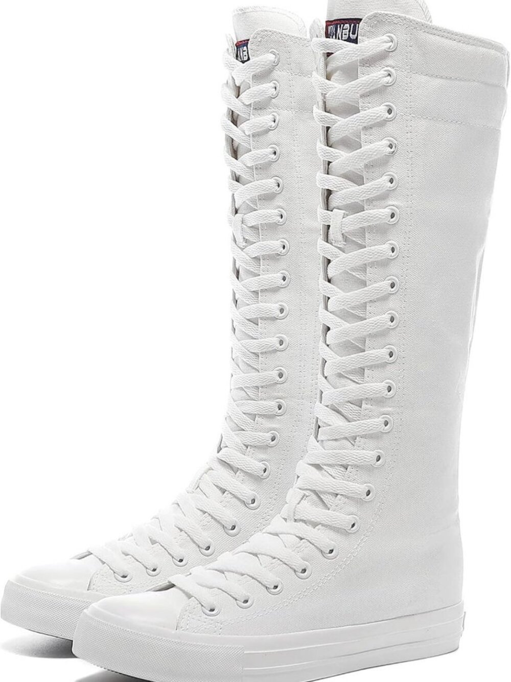 Stylish Lace-Up Knee High Canvas Zip Boots for Girls - Trendy School Shoes